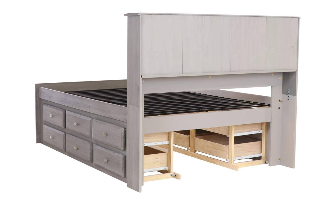 Charcoal Full Bookcase Bed with 12 Drawers F557406