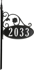 Handcrafted Double-Sided Reflective Address Sign with Pole H475877