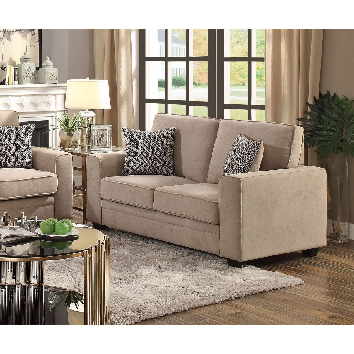 Khaki Fabric Loveseat with Sleeper G325391