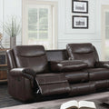 Brown Faux Leather Upholstery Sofa T6227