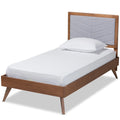 Light Grey Wood Platform Bed Twin Size Y707