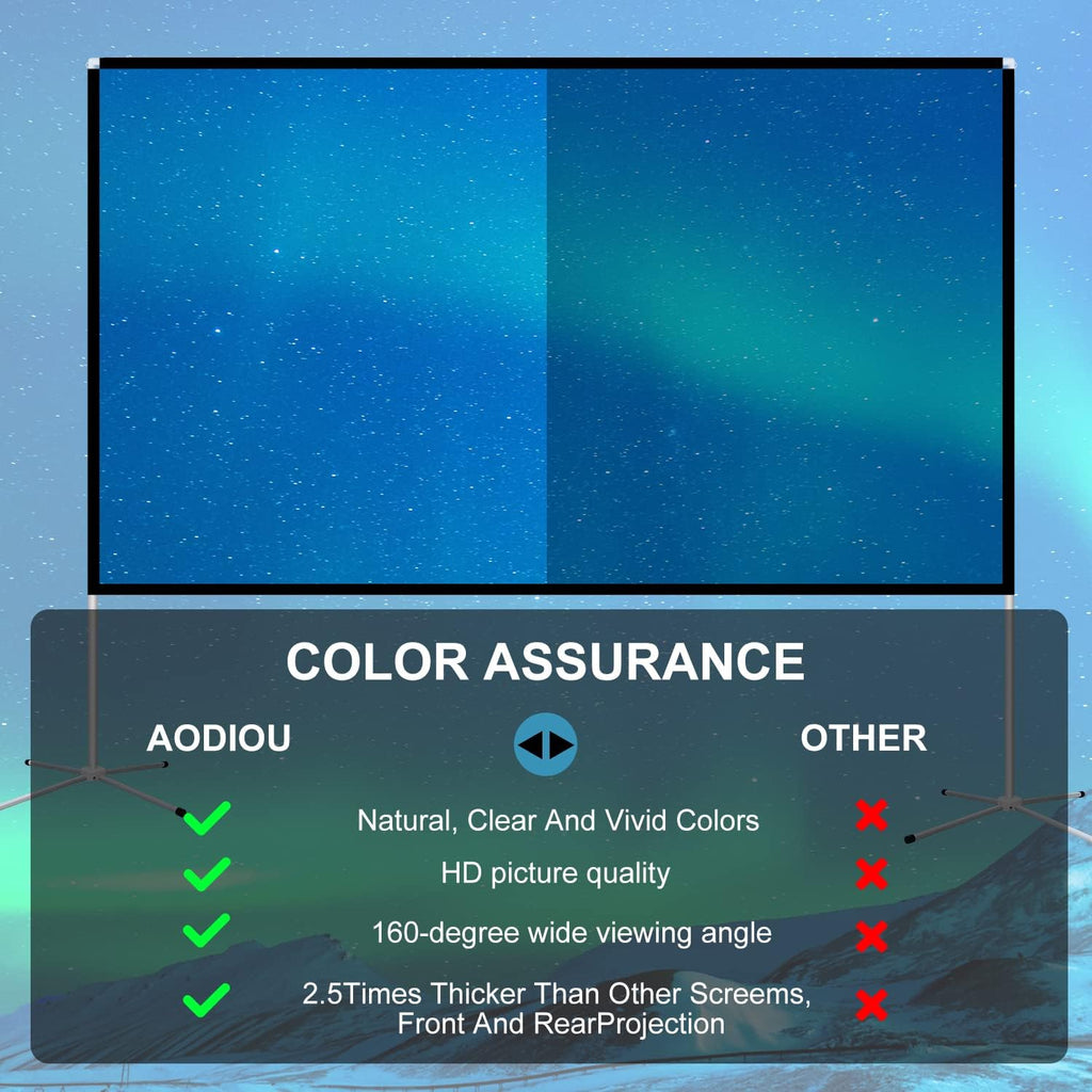 100 Inch 16:9 Portable Projector Screen with Stand and Carry Bag P87063