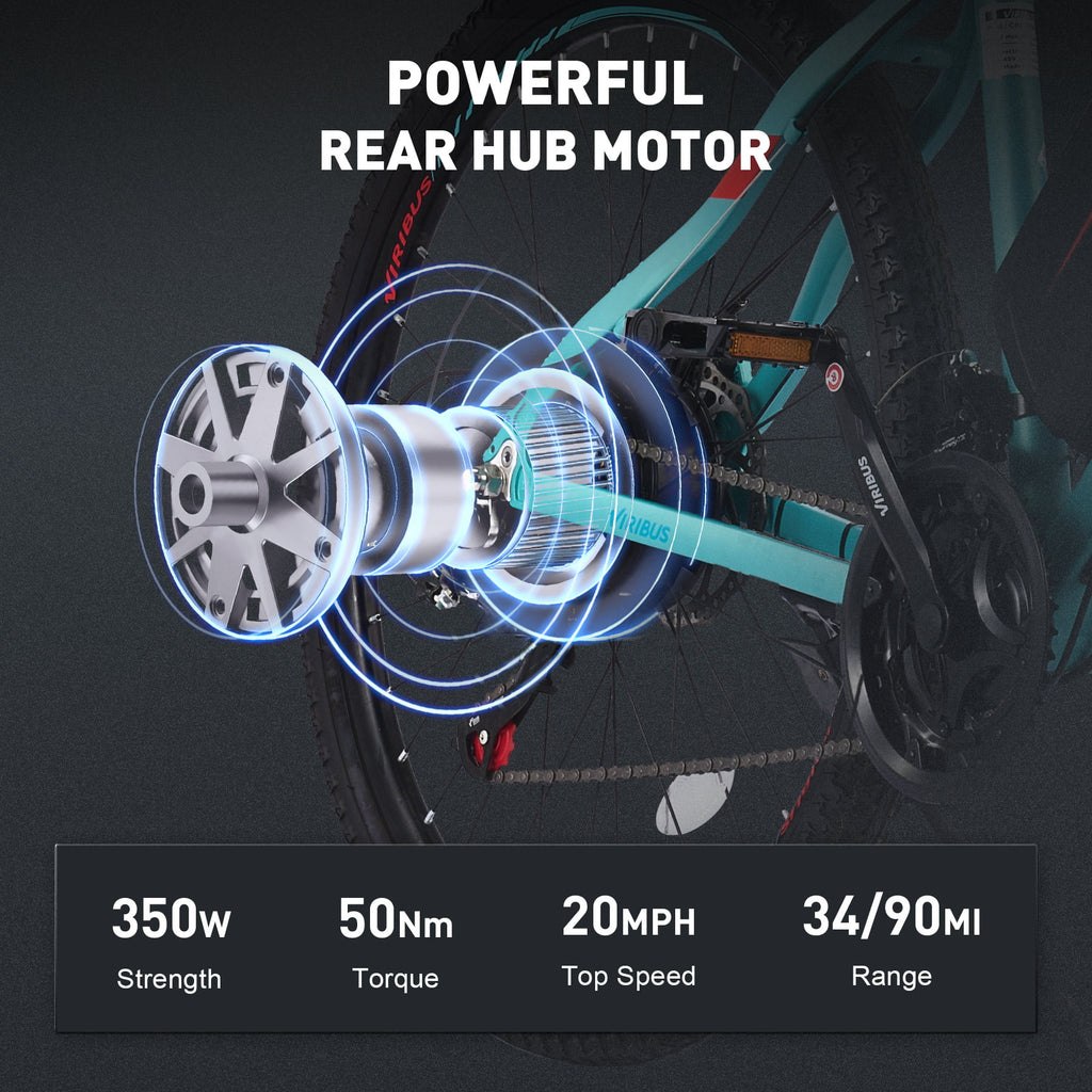 Electric Bike 26" Commuter Mountain Bike Disc Brakes 350W Motor 48V 10.4Ah Lithium A667