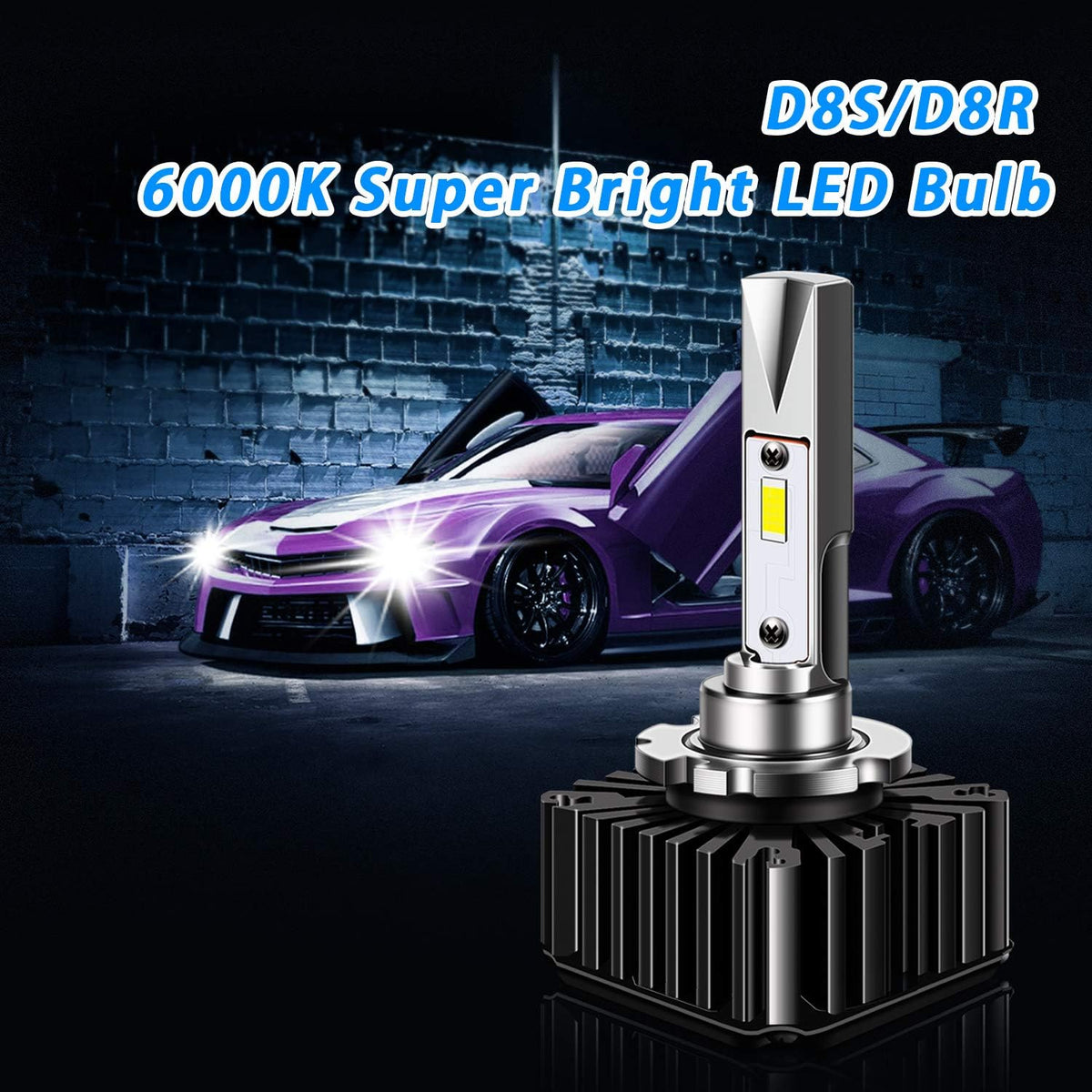 D8S LED Headlights Bulb 25W 6000K 7600LM Conversion Kit 1 Pair Pack of 2 V7371