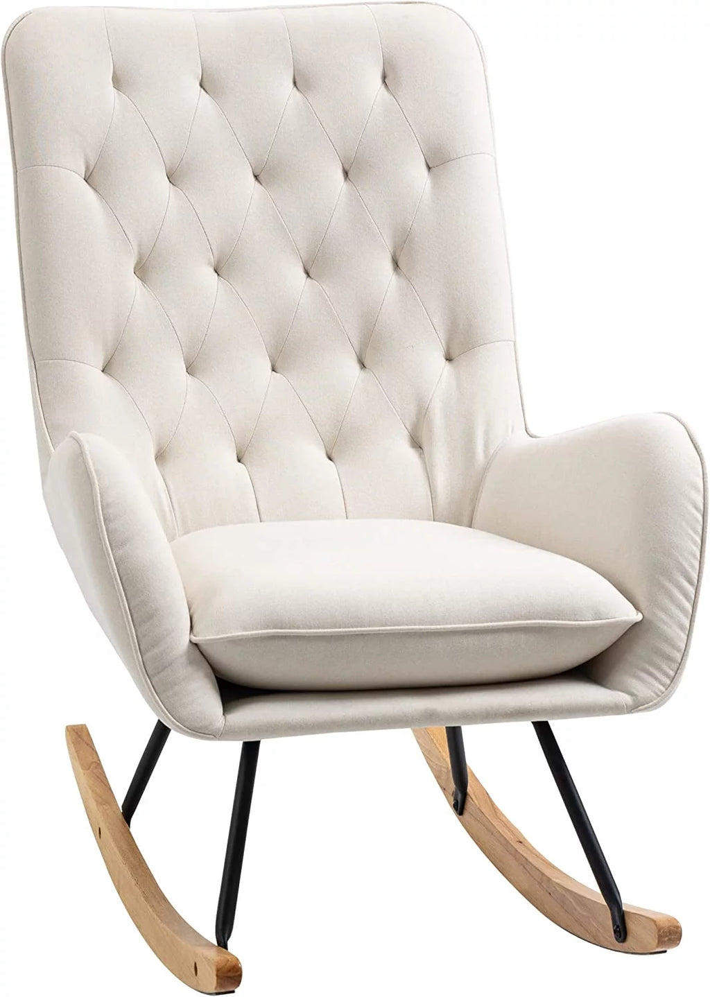 Cream White Fabric Rocking Chair A488712
