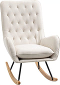 Cream White Fabric Rocking Chair A488712
