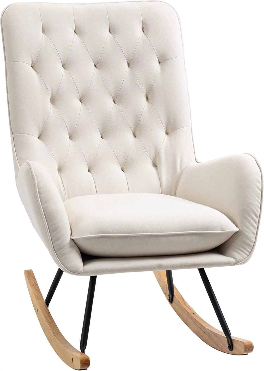 Cream White Fabric Rocking Chair A488712