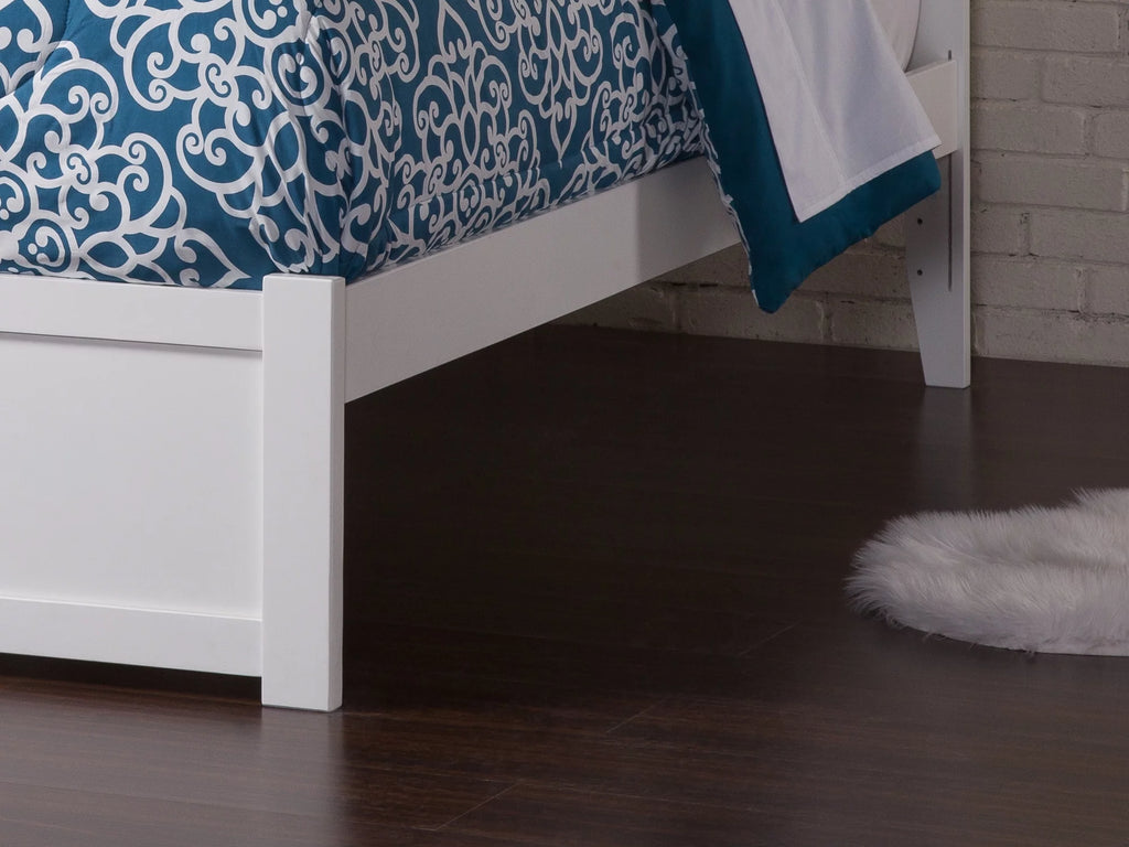 White Full Platform Bed with Twin Size Trundle Bed S38075