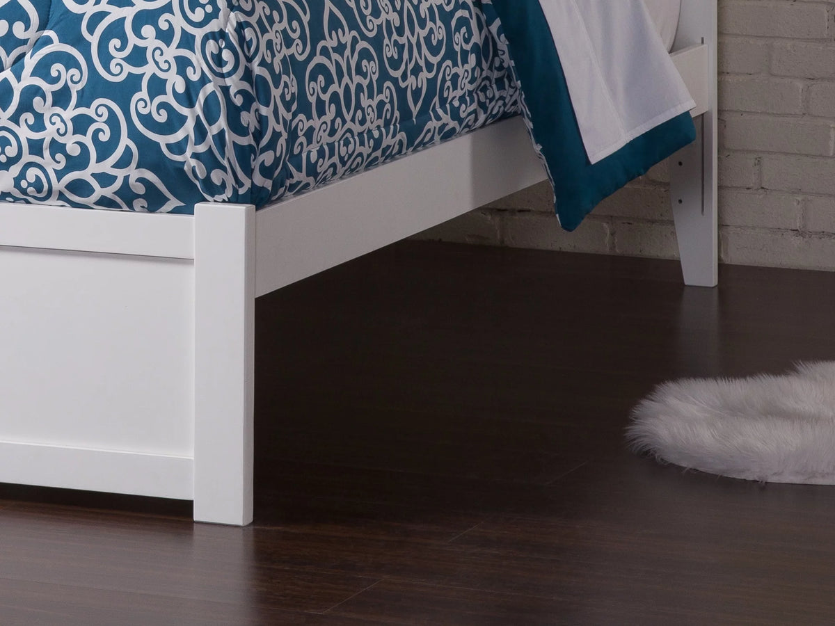 White Full Platform Bed with Twin Size Trundle Bed S38075