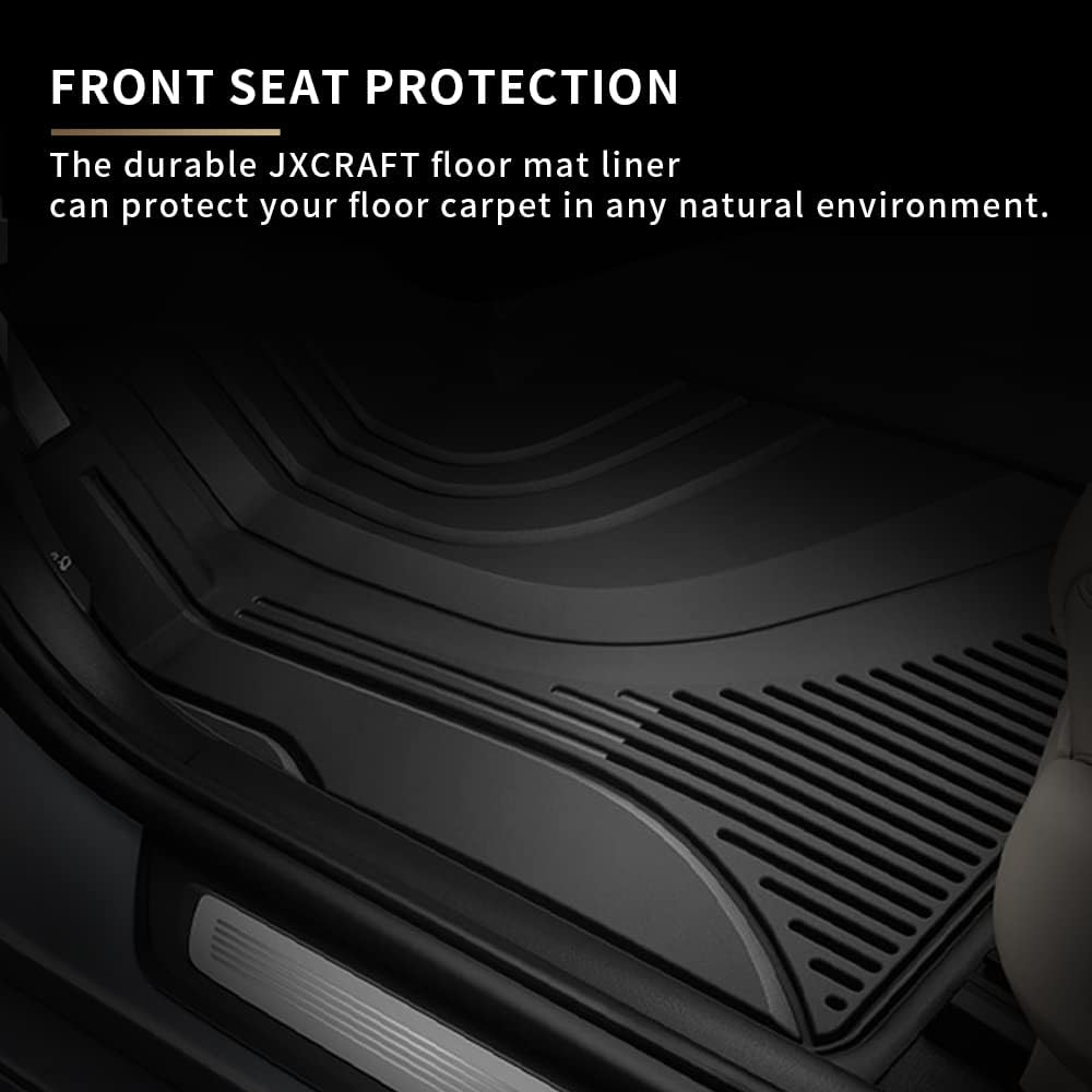 Heavy Duty TPE All Weather Car Floor Mats, 1st & 2nd Row Full Set, Black P695