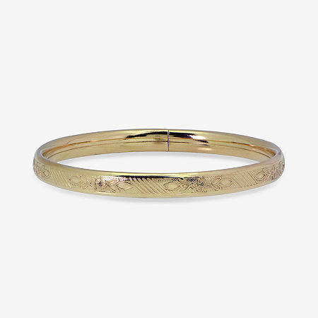 14K Gold Over Silver Floral Etched Bangle Y7835