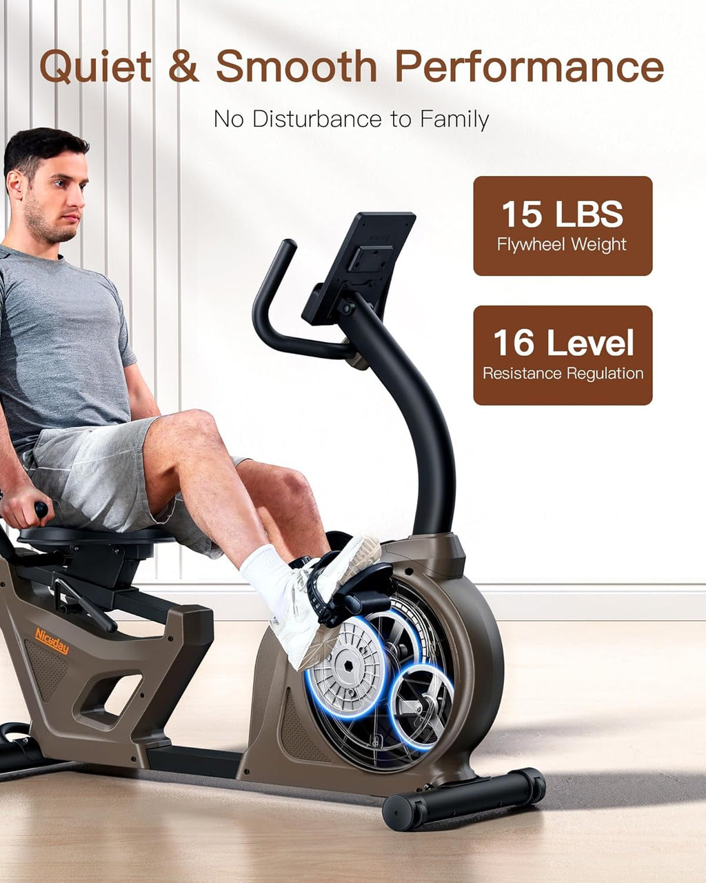 16 Resistance Levels Elliptical Machine and Recumbent Exercise Bike J4219