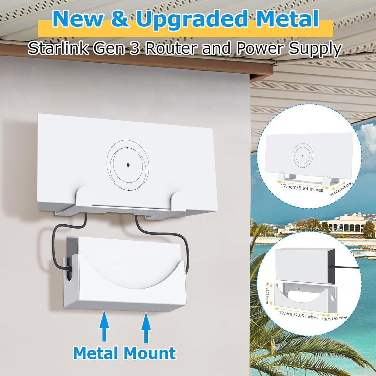 Metal Wall Mounting Kit for Starlink Gen 3 Router and Power Supply D106
