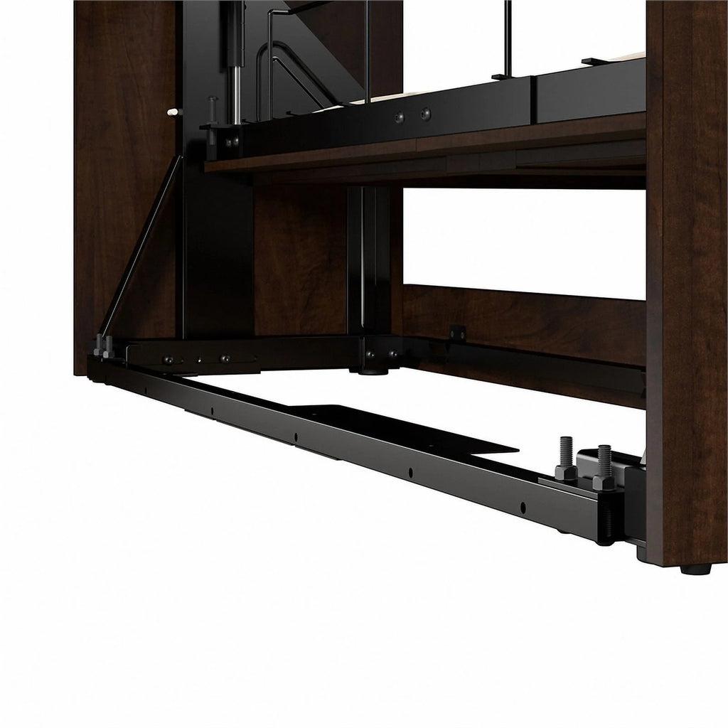 Chocolate Engineered Wood Full Murphy Bed with Closet Organizer N7651