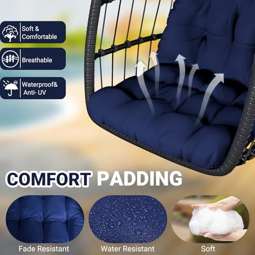 Egg Chair with Stand Rattan Wicker Hanging Swing Hammock Chair 350LBS Capacity S85358