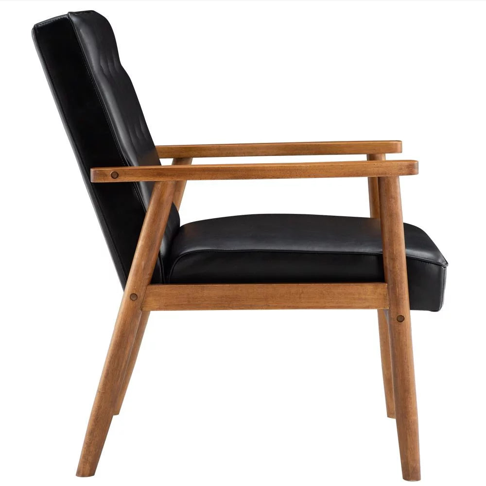 Black Fabric Upholstered Wooden Accent Chair Z64953