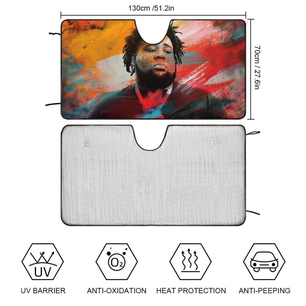 Rod Wave Car Windshield Sunshade Accessories Umbrella Foldable Reflective Sun Visor Front Window Cover Protector E472