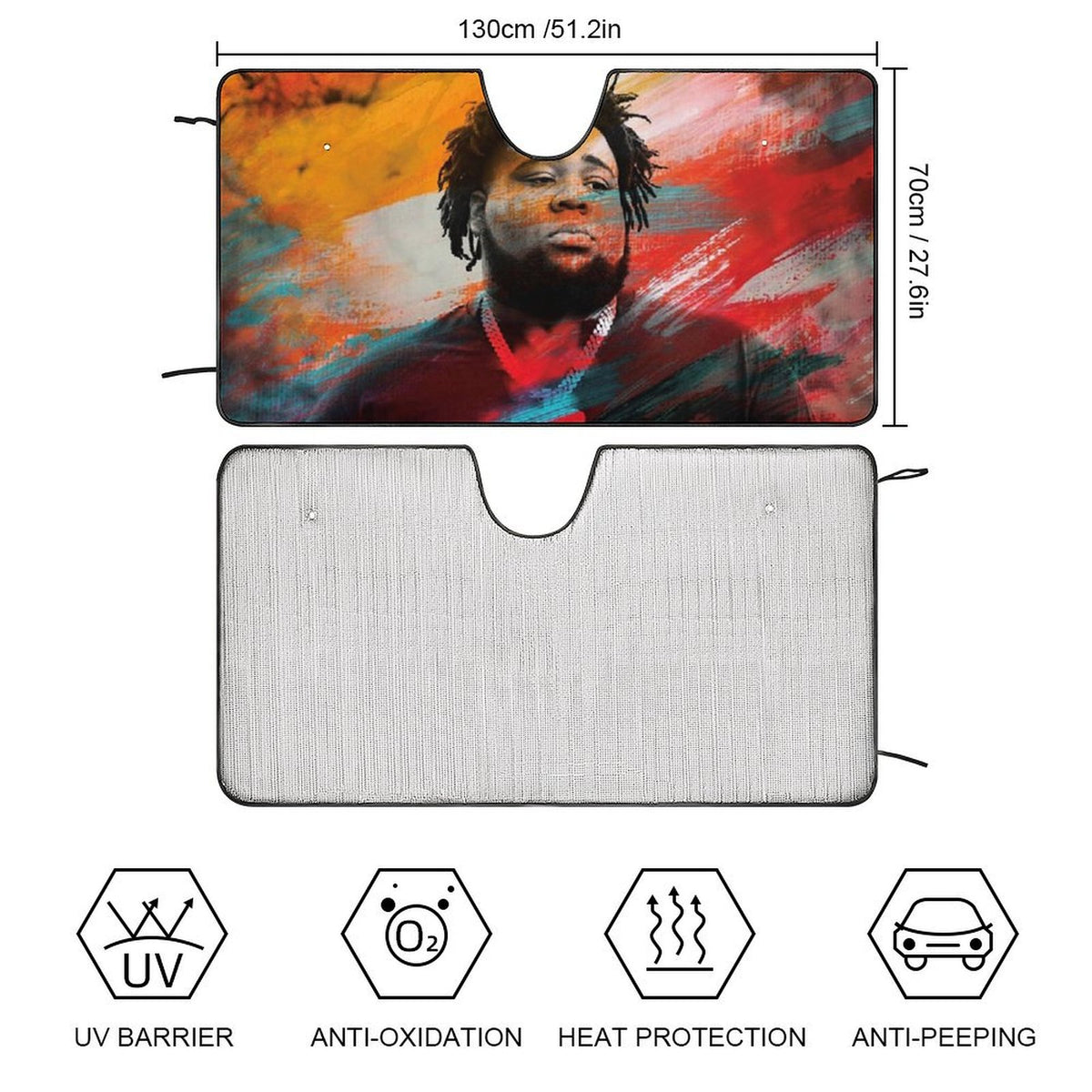Rod Wave Car Windshield Sunshade Accessories Umbrella Foldable Reflective Sun Visor Front Window Cover Protector E472