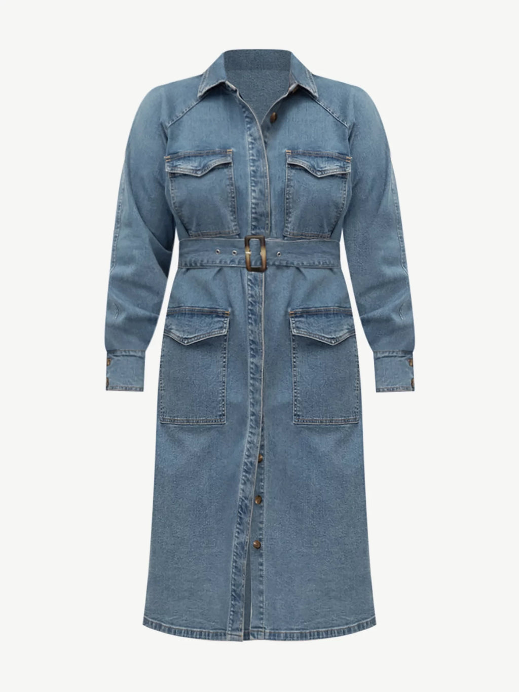 Plus Size Denim Utility Dress O33014