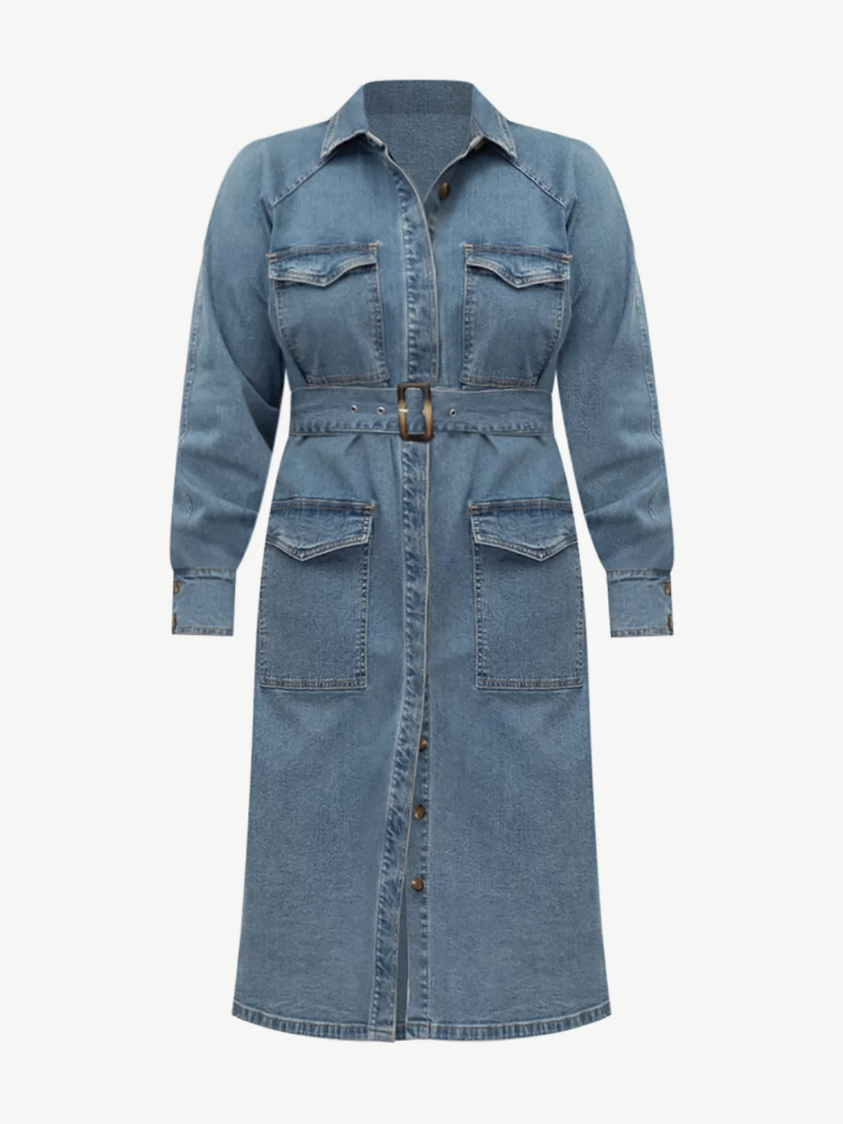 Plus Size Denim Utility Dress O33014
