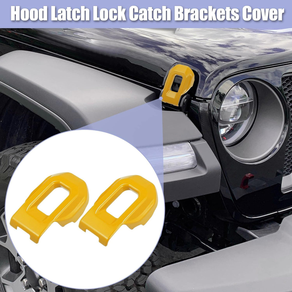 Yellow Hood Latch Lock Catch Brackets Cover for Jeep Wrangler JL JLU Gladiator JT Exterior Trim Accessories Pack of 2 E4520