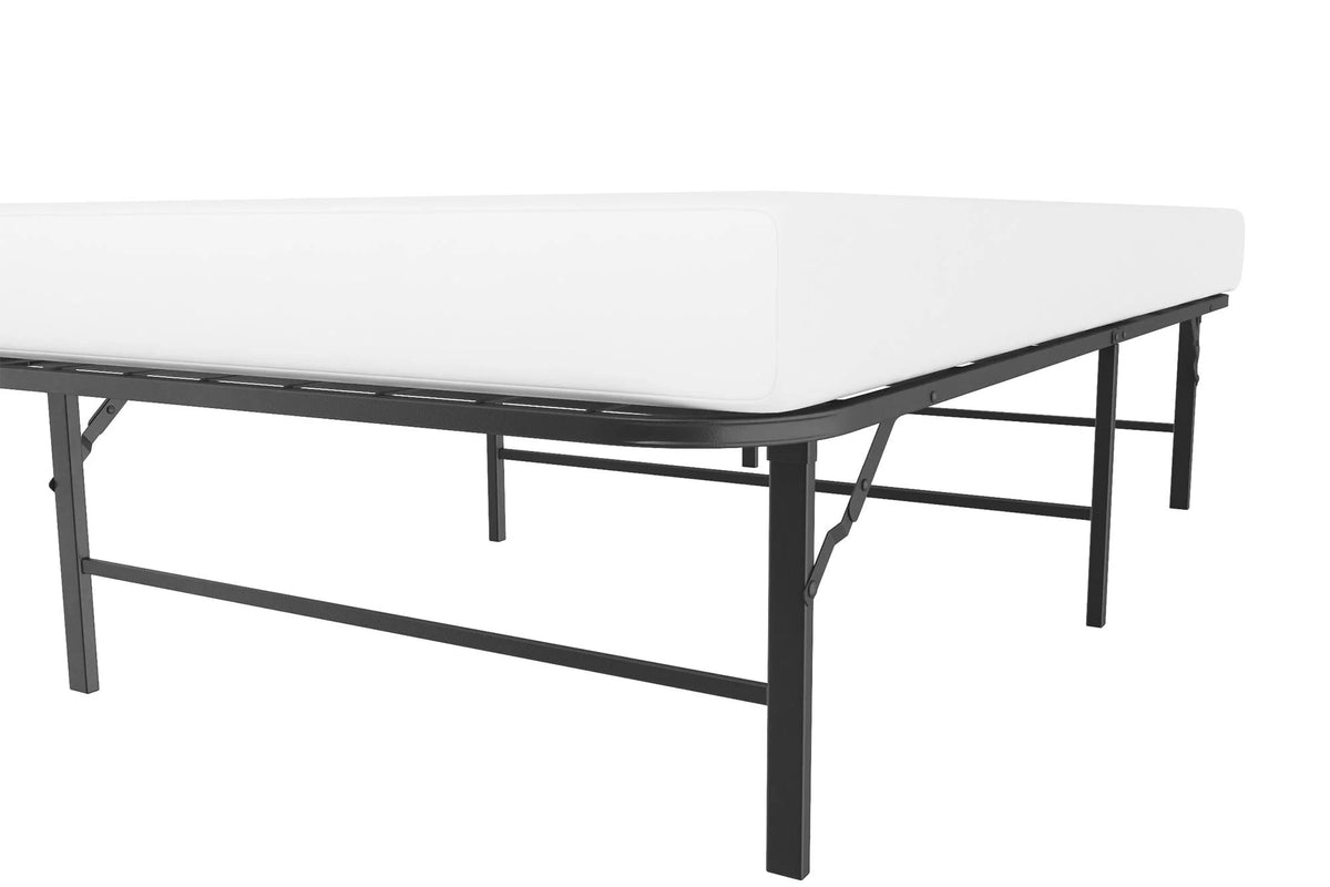 Foldable Metal Platform Bed Frame, Black Twin N340