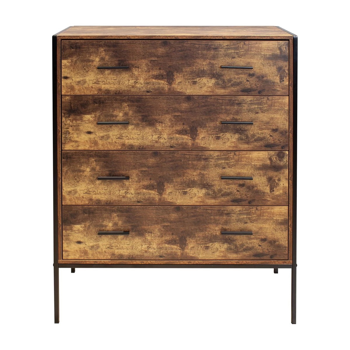 Rustic Brown 4 Drawer Wood Dresser C218921