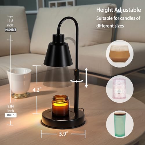Black Adjustable Metal Candle Warmer Lamp with Timer Dimmer I1228