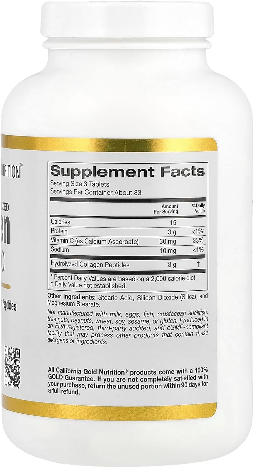 250 Tablets Hydrolyzed Collagen Peptides with Vitamin C W735