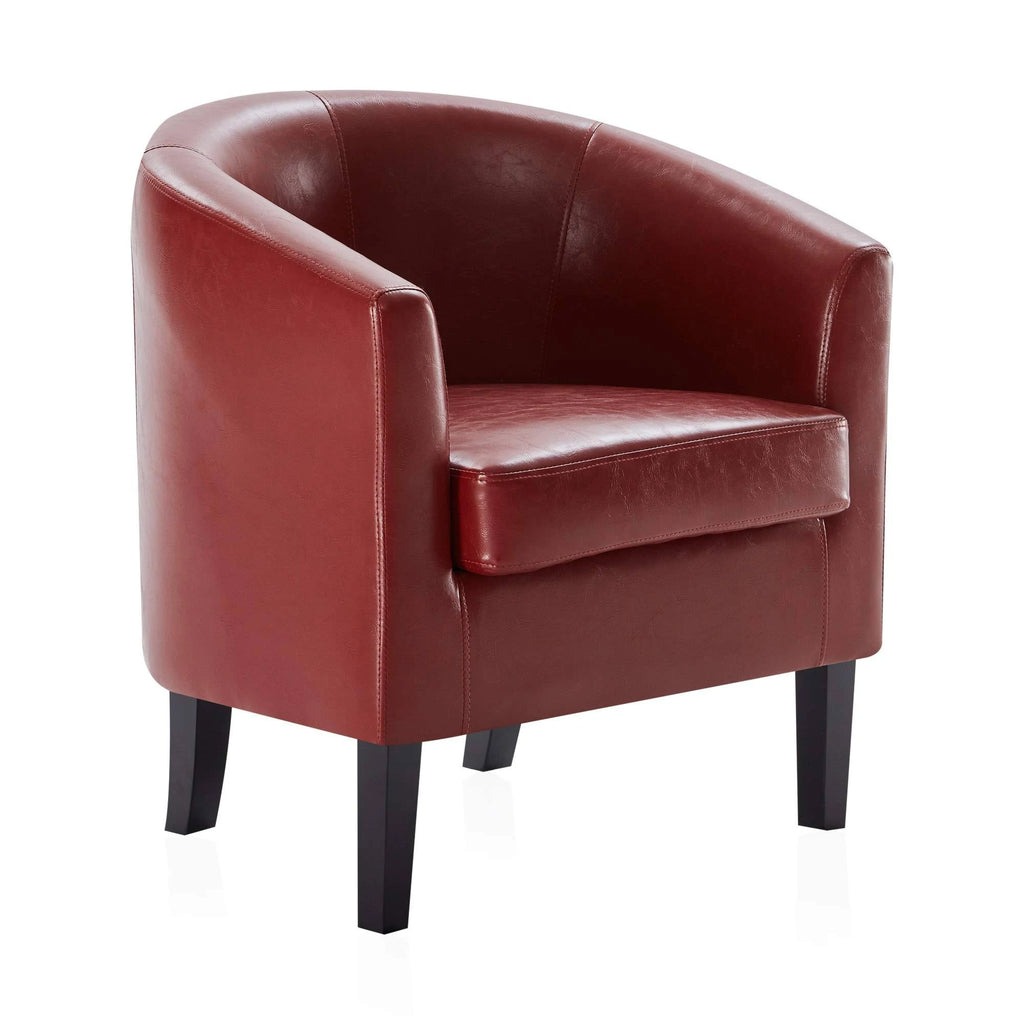 Red Faux Leather Barrel Chair K720113