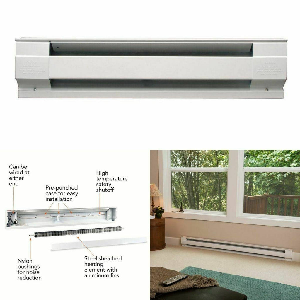 2000W 240V 8 Foot White Electric Baseboard Heater Z8585