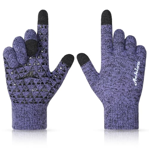 Winter Touch Screen Thermal Knit Gloves with Elastic Cuff F368774
