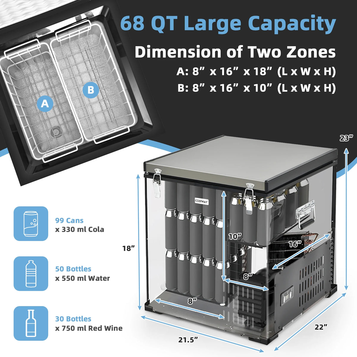 68 Quart Portable Car Refrigerator Freezer I5417