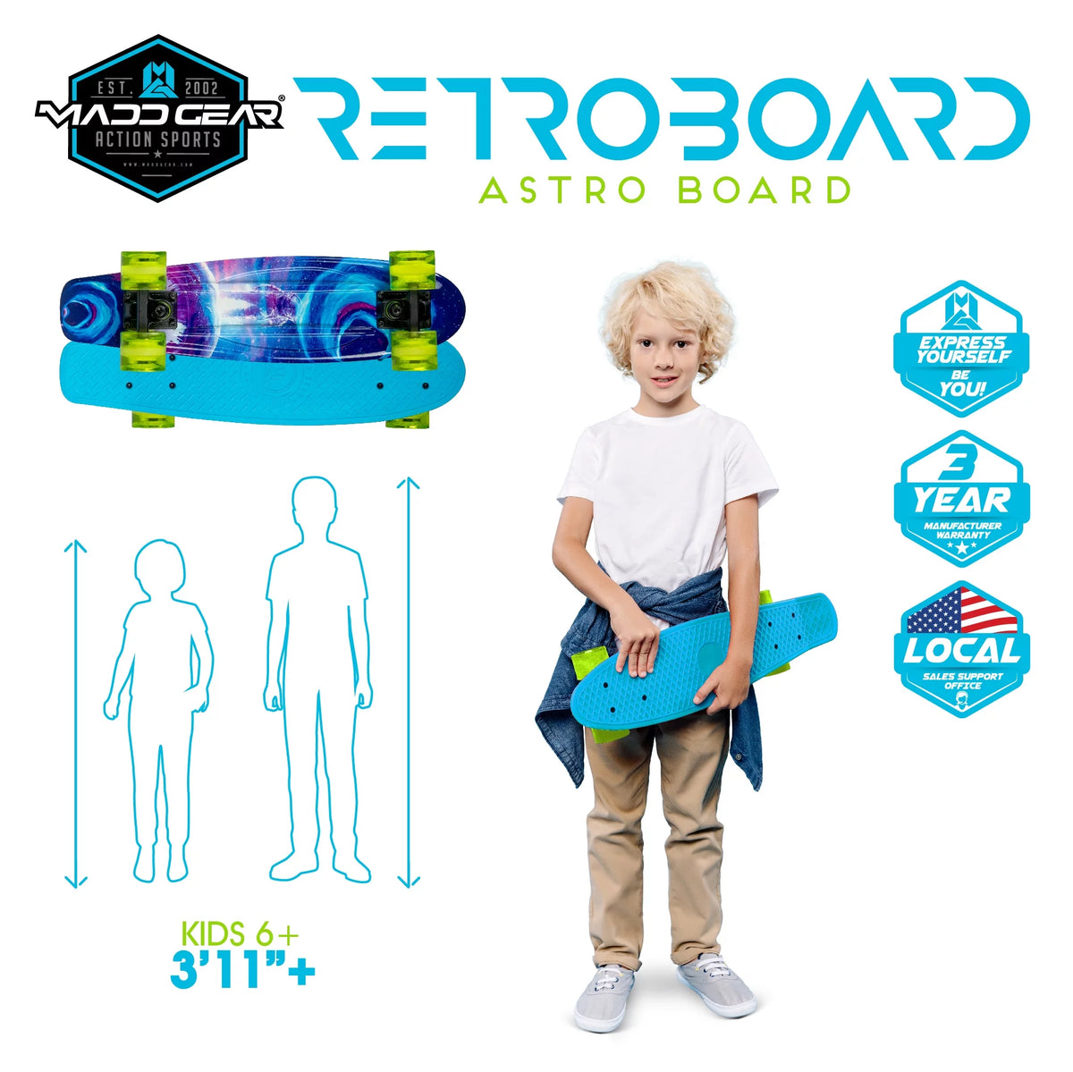 22" Retro Mini Cruiser Skateboard with 62 mm Wheels T81150