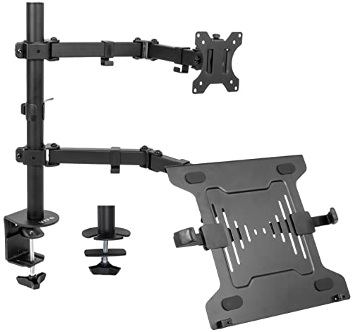 Full Motion Monitor and Laptop Desk Mount Articulating Double Arm VESA Stand E66860