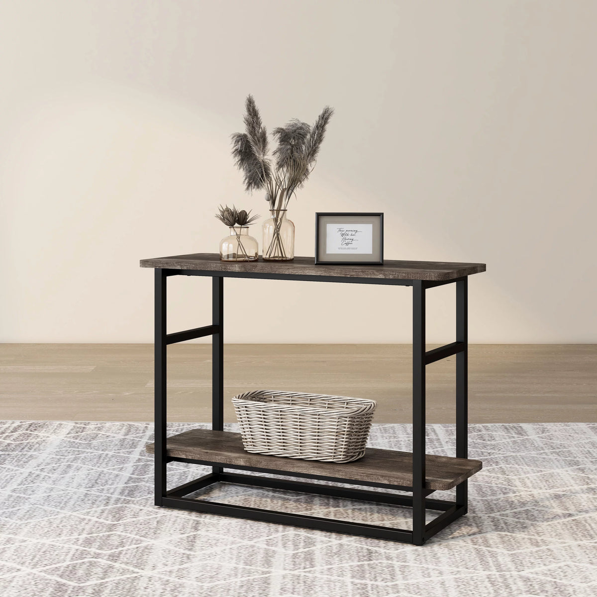 Oak Side Table with Lower Shelf X512533