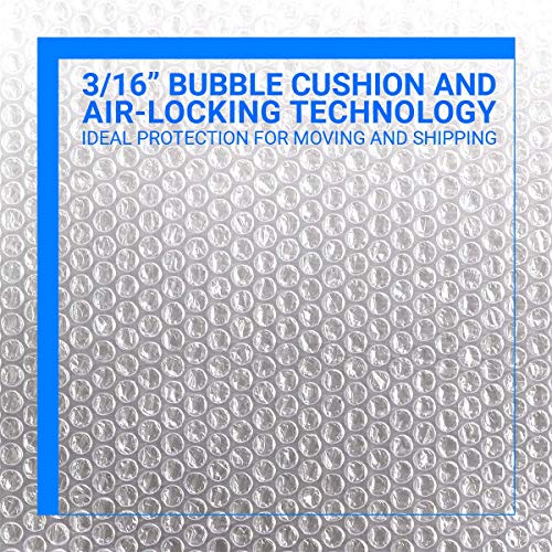 2-Pack Bubble Cushioning Nylon Wrap Rolls, 3/16" x 12" x 72' ft Total, Perforated Every 12", 20 Fragile Stickers K6464