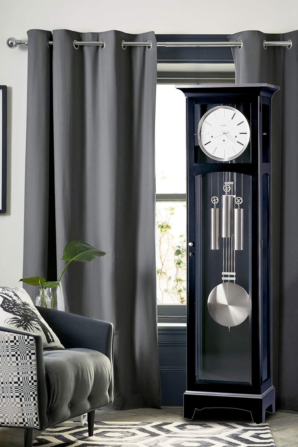 Black Satin Finish Floor Clock A200201