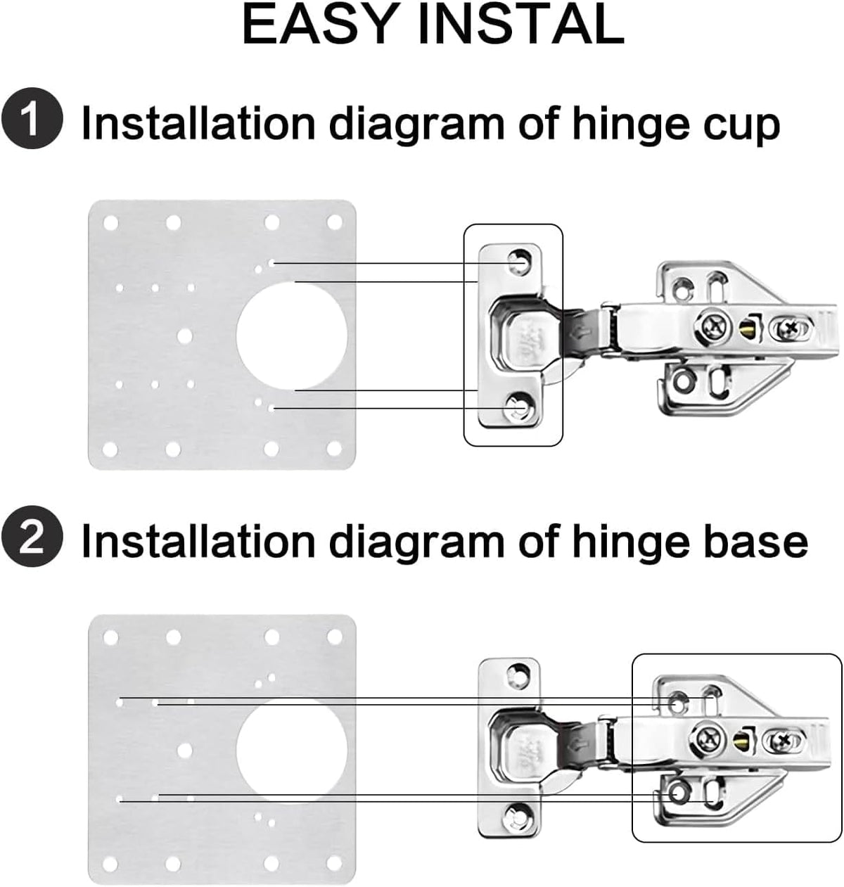 16pack Stainless Steel Cabinet Hinge Repair Plate kit with Mounting Screws Y2279