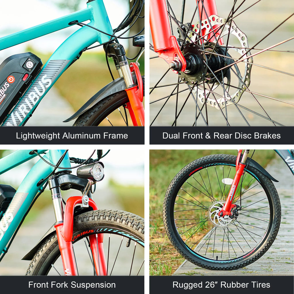 Electric Bike 26" Commuter Mountain Bike Disc Brakes 350W Motor 48V 10.4Ah Lithium A667