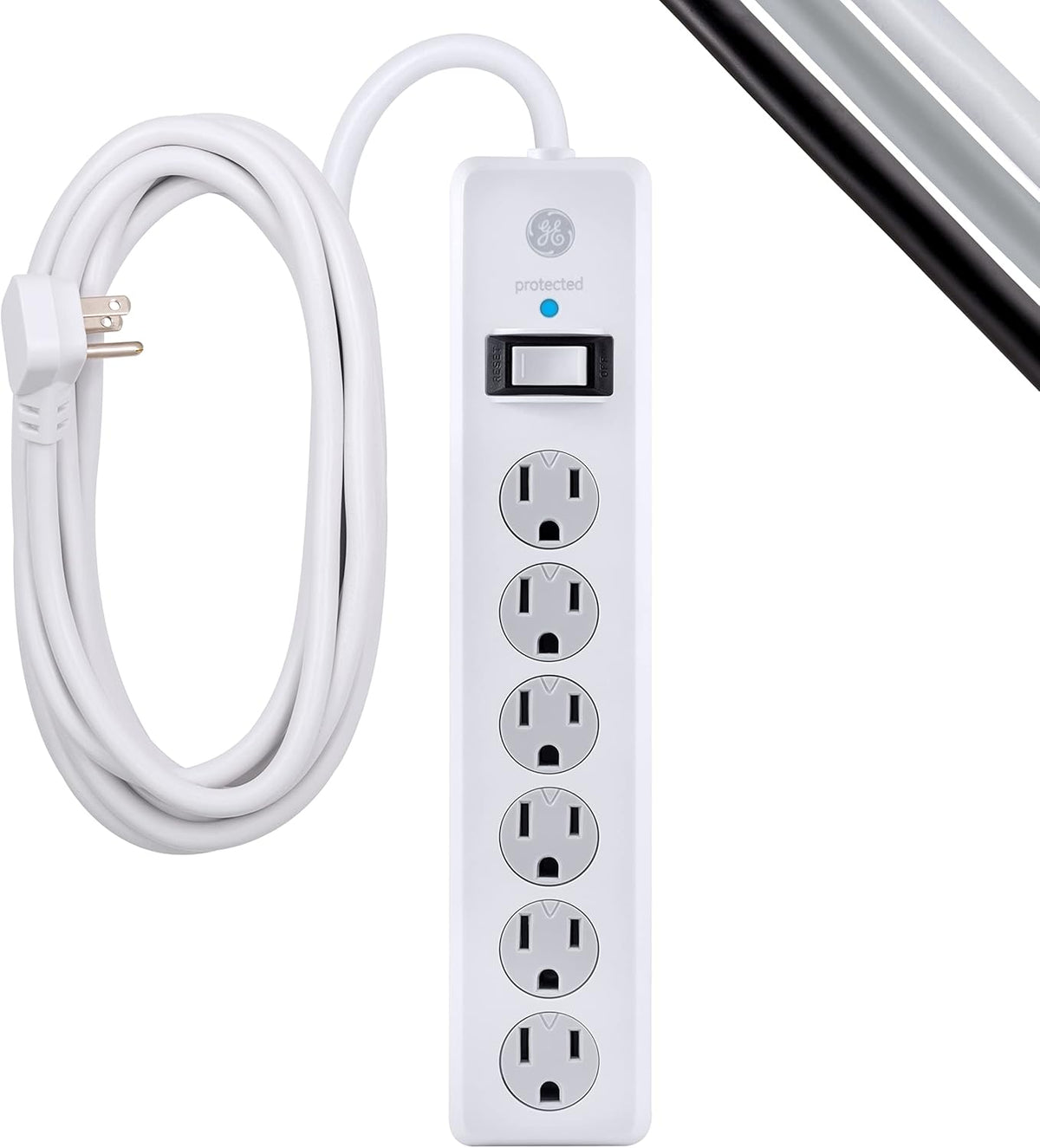 6-Outlet Surge Protector, 2 Pack, 20 Ft Extension Cord, White W57345