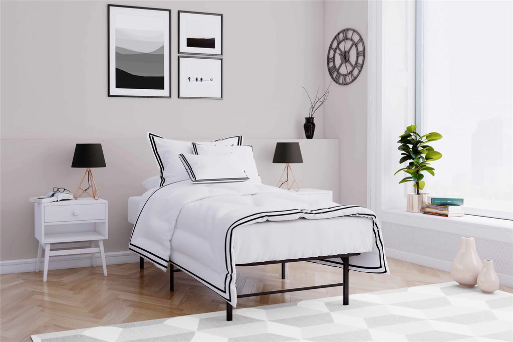 Foldable Metal Platform Bed Frame, Black Twin N340