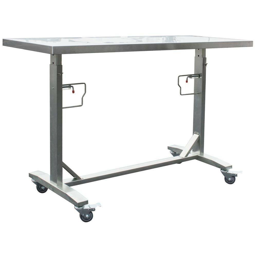 Stainless Steel Adjustable Height Work Table with Locking Casters J8534