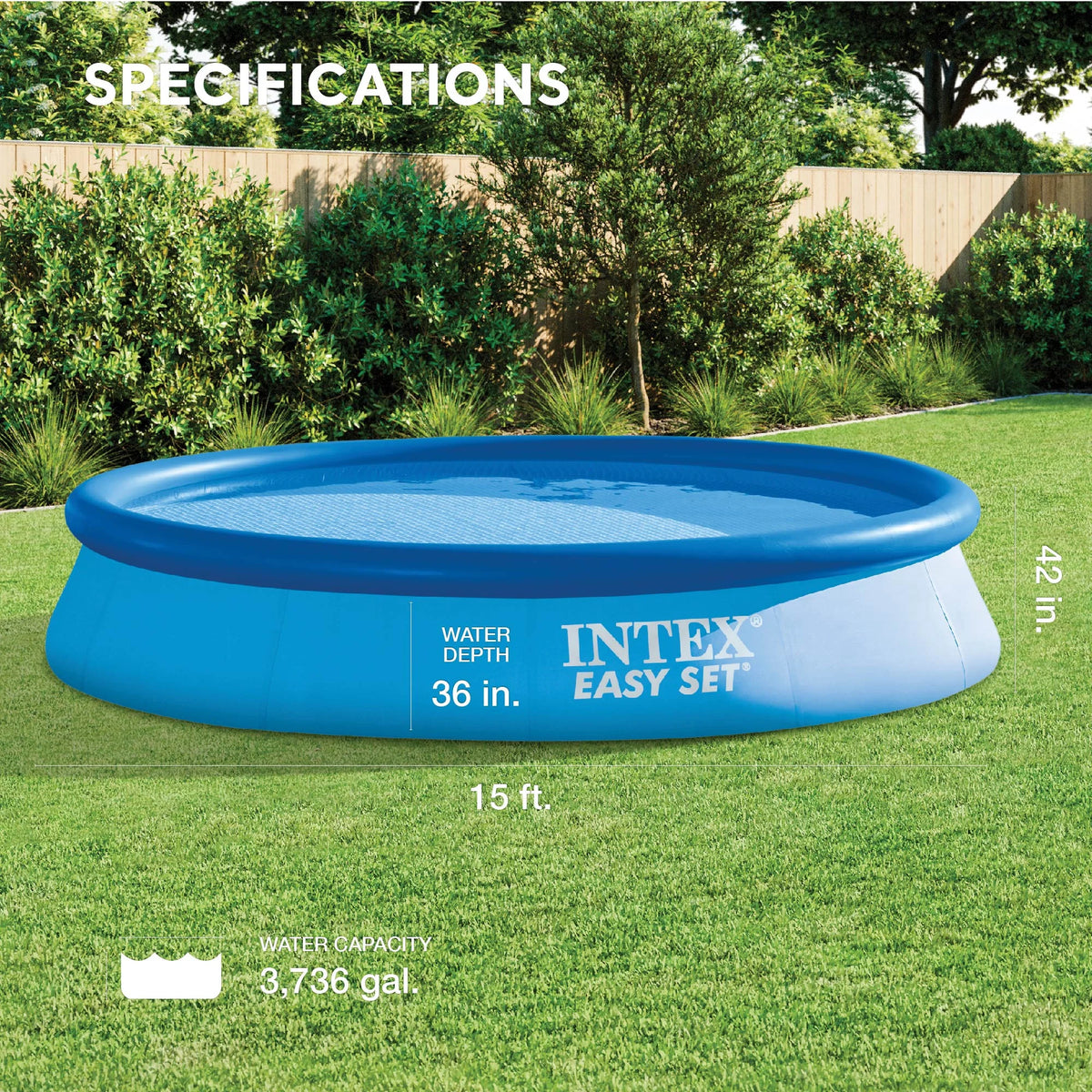 15ft x 42in Inflatable Above Ground Swimming Pool with Pump N475672