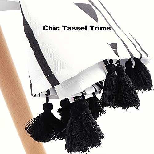 72x72 Black and White Fabric Shower Curtain with Hooks R609097