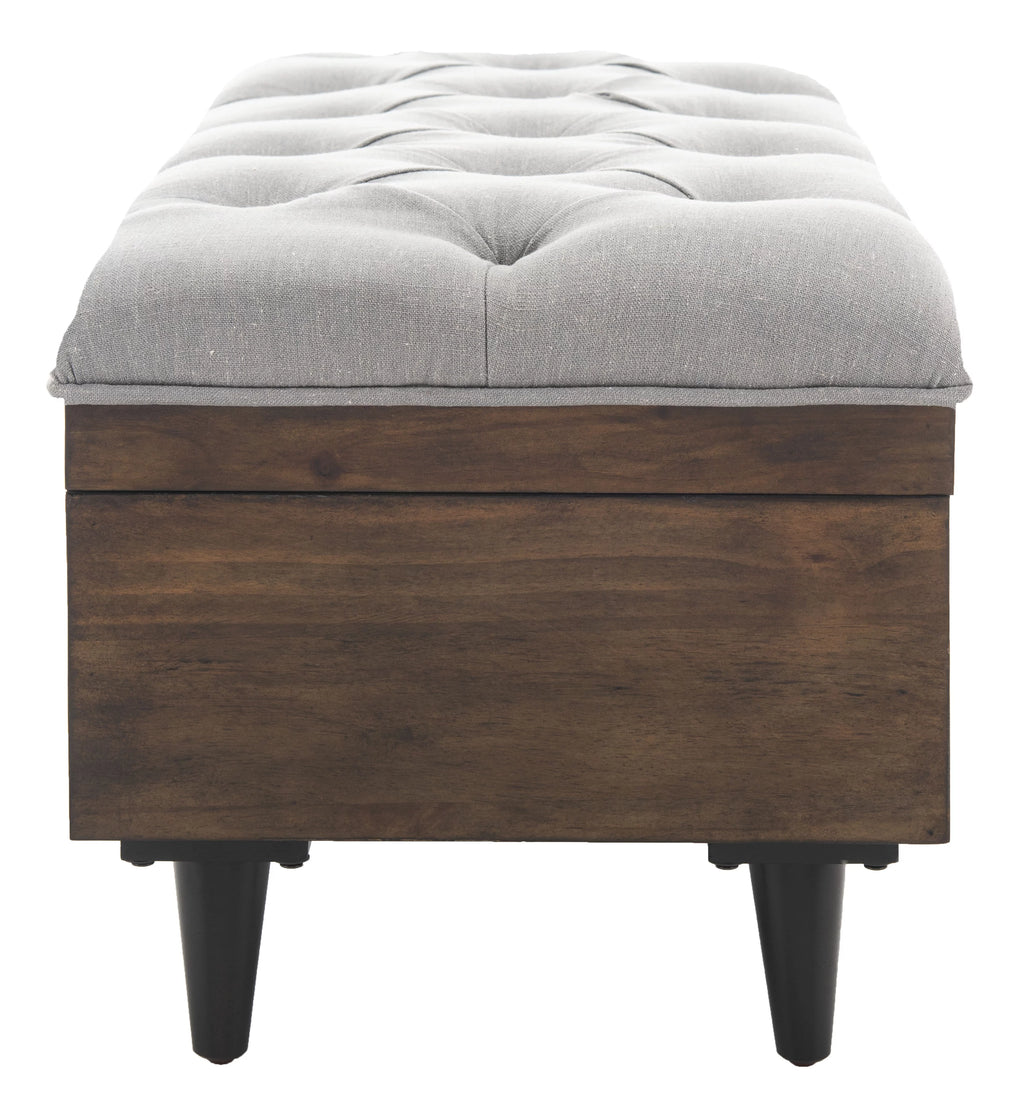 Grey Linen Storage Ottoman M178598