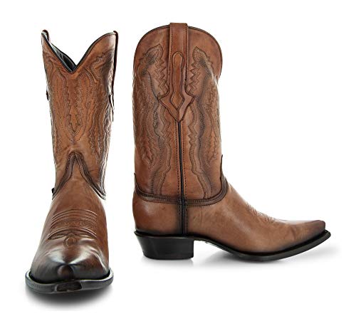 Tan Genuine Leather Snip Toe Cowboy Boots J245115