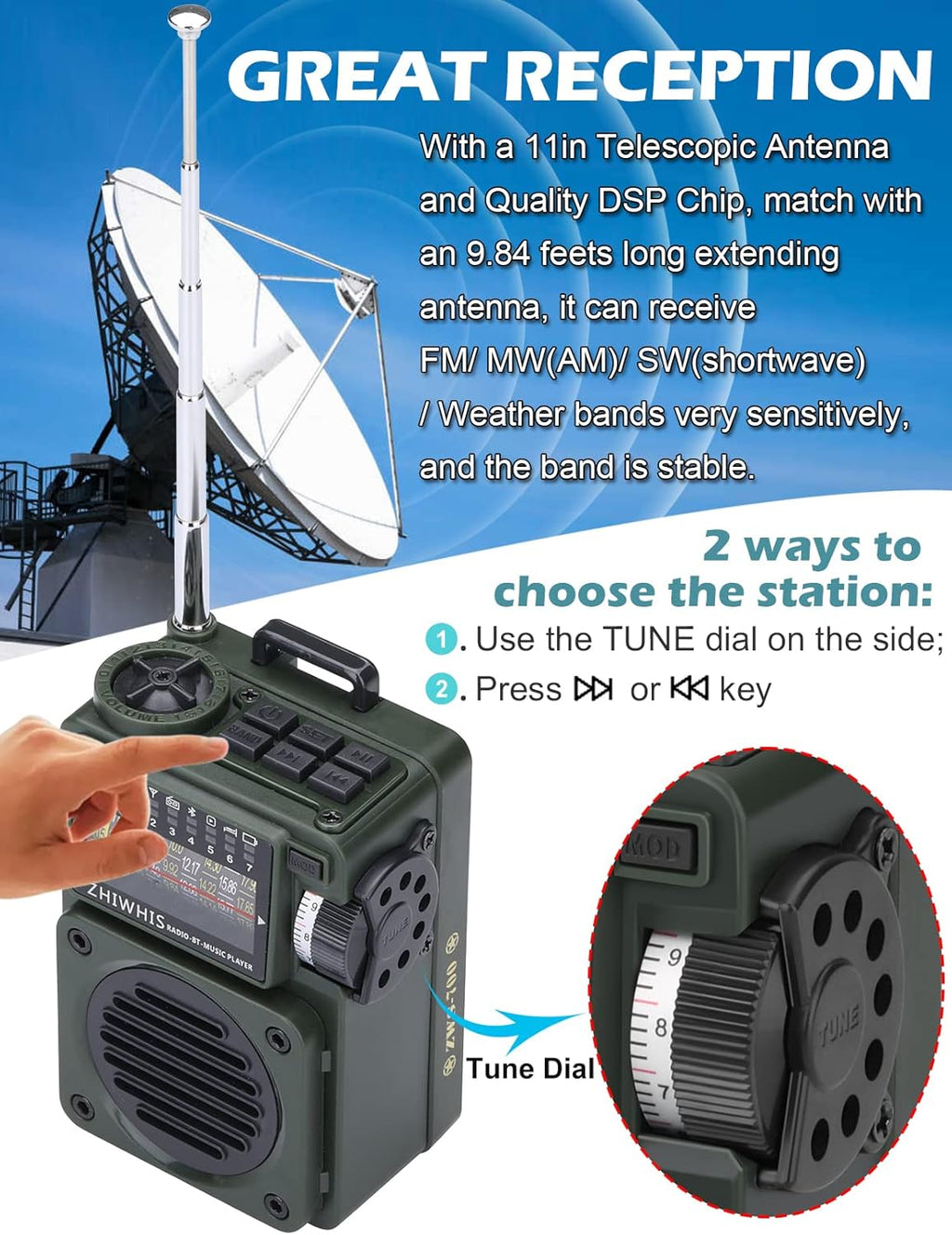 Bluetooth Speaker with AM FM Shortwave Radio T192417