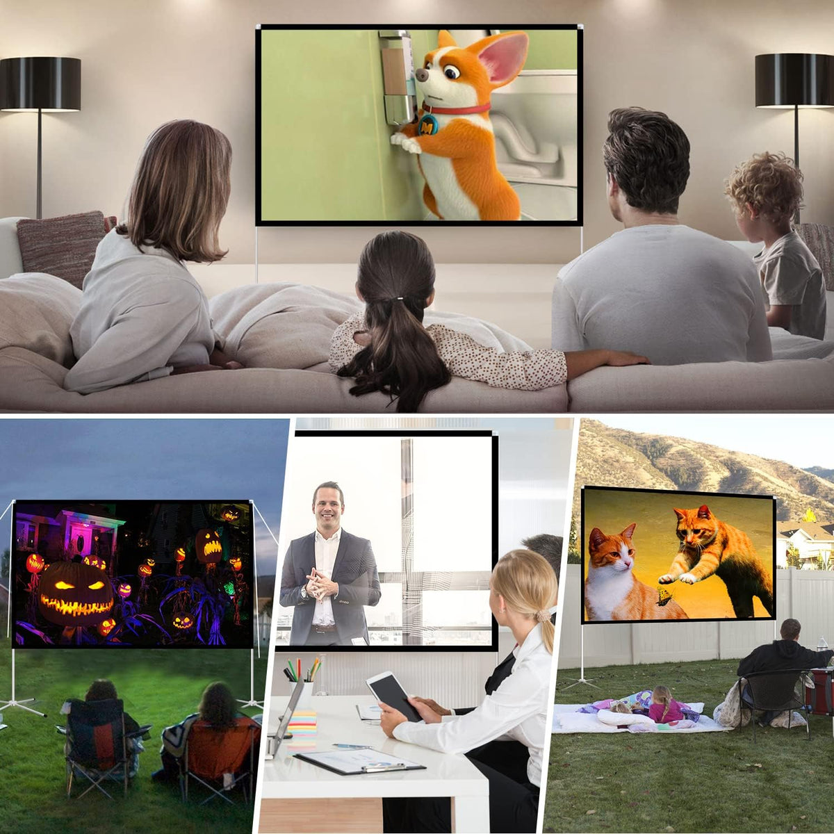 100 Inch 16:9 Portable Projector Screen with Stand and Carry Bag P87063