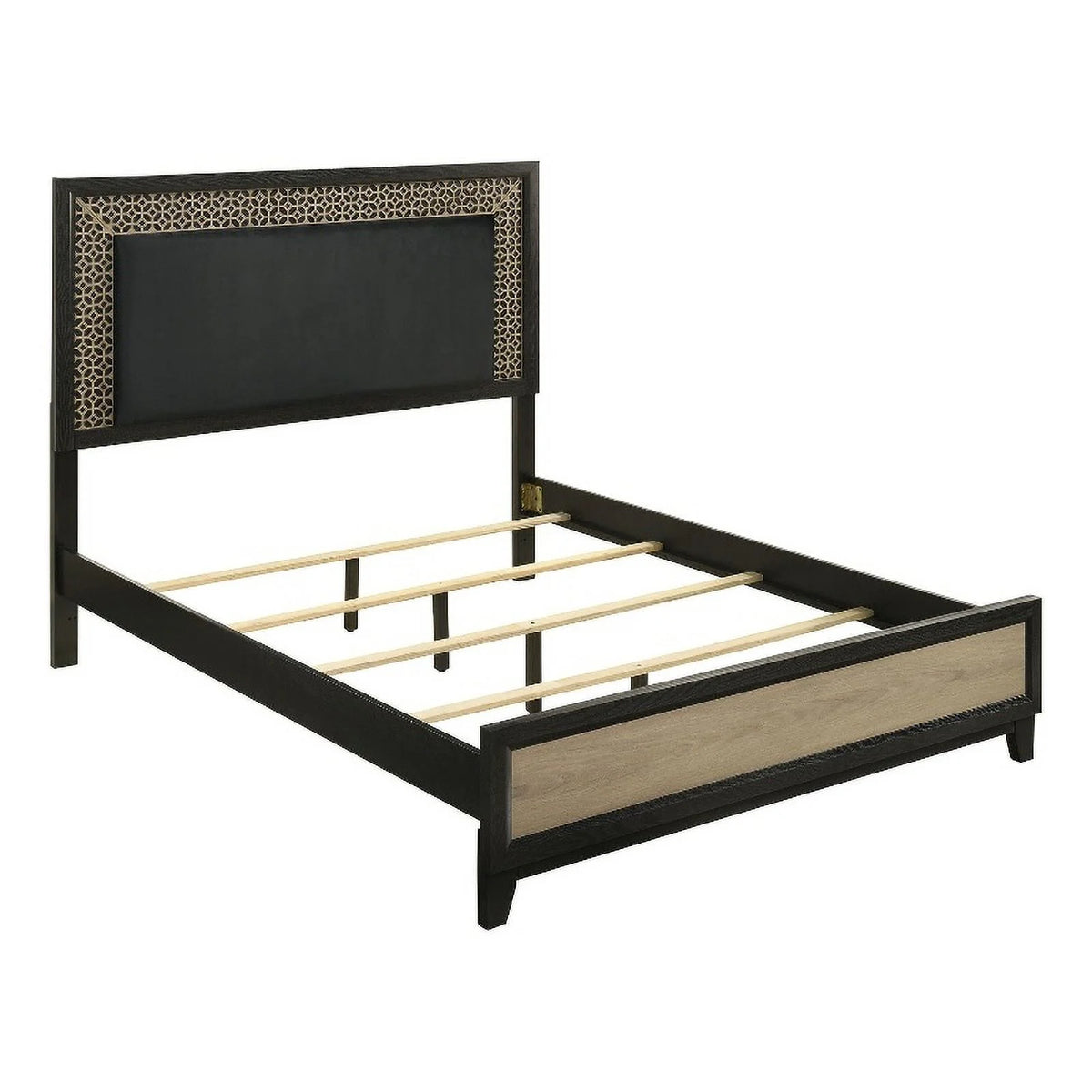 Light Brown Black Wood Eastern King Bed with Headboard L712773
